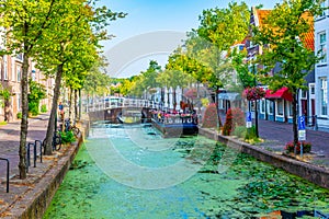Channel in Delft viewed during day, Netherlands