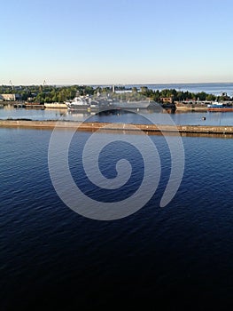 Channel entrance old Port of San Petersburg-Russia