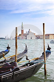 Channel and gondolas, Venice, Italy