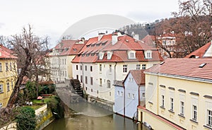 Channel between Kampa island and Mala strana near Charles Bridge