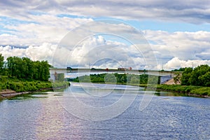 Channel named Moscow view on the picturesque bridge from the shi