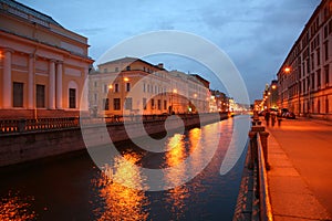 Channel in St. Petersburg in dusk