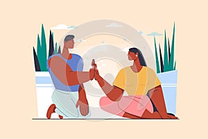 Channeling concept with people scene in flat design. Vector illustration photo