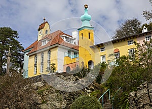 The Chantry and Onion Dome in Portmeirion, North Wales, UK