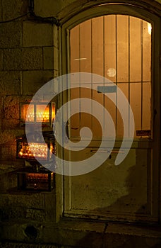 Chanuka lights on old jerusalem city street