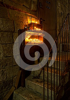 Chanuka lights on old jerusalem city street