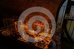 Chanuka lights on old jerusalem city street photo