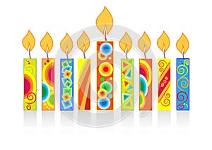 Chanukah background with candles photo