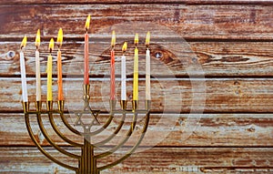 Chanukah candles all in a symbol jewish holiday