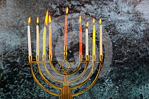 Chanukah candles all in a symbol jewish holiday