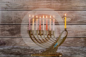 Chanukah candles all in a symbol jewish holiday