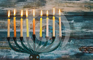 Chanukah candles all in a symbol jewish holiday photo