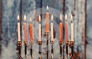 Chanukah candles all in a symbol jewish holiday photo