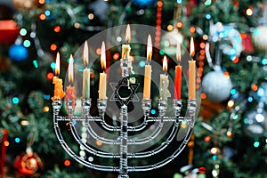 Chanukah Menorah Chanukiah Jewish holiday background photo