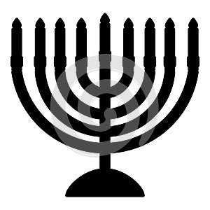 Chanukah menorah Jewish holiday candelabra with candles Israel candle holder icon black color vector illustration flat style image