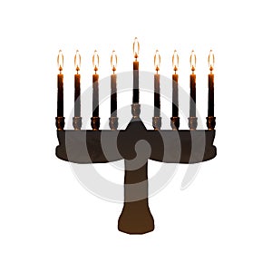 Chanukiah. Jewish holiday Hanukkah. Vector illustration on isolated background.