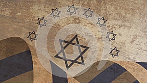 Chanukkah Illustration. Israel Flag and Star of David