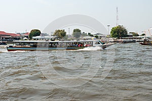 Chao Phraya Express Boat. a famous transportation service in Bangkok, Thailand operating on the Chao Phraya River.