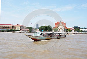 CHAO PHRAYA river boat ship goods & person Transportation, BANGKOK, THAILAND.