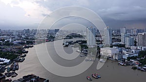 Chao Phraya River time lapse, Bangkok City, Thailand