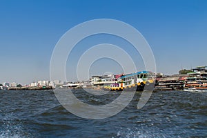 The Chao Phraya Taxi Boat, a transportation service in Thailand operating on the Chao Phraya River, Bangkok, Thailand.