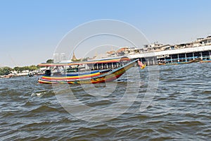 The Chao Phraya Taxi Boat, a transportation service in Thailand operating on the Chao Phraya River, Bangkok, Thailand.