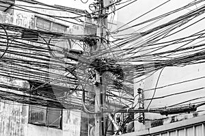 The chaos of cables and wires photo