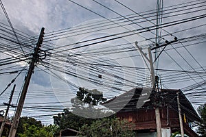 Chaos of cables and wires