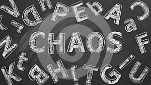 CHAOS. Chalk illustration.