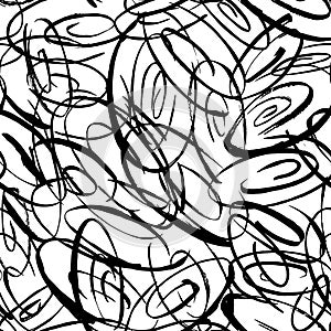 Chaos seamless pattern, Tangled texture, vector background with lines