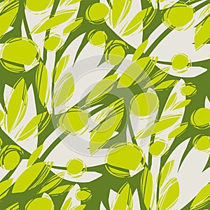 Chaos sketch style grass and flowers pattern