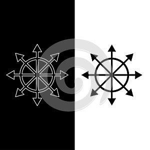 Chaos star icon, chaos symbol, chaos magic, eight-pointed star. Isolated icon in black with white outline. Esoteric