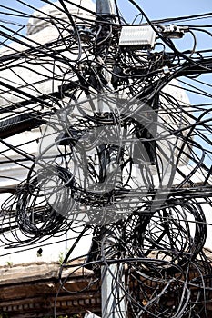 Chaos and tangle of cables photo