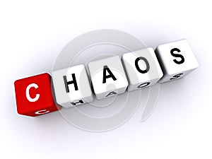 chaos word block on white