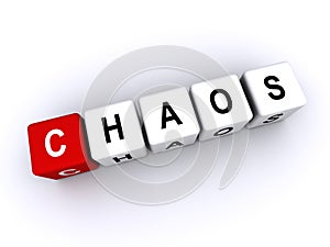 chaos word block on white