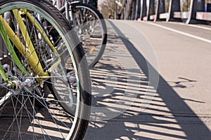 Chaotic bicycle/bike parking in a city - transport, public transport - stolen bikes, old bikes, bike theft