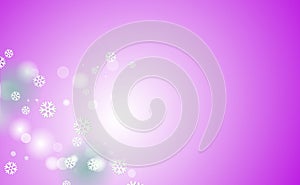 Chaotic blur for Christmas, New Years, bokeh of light snowflakes on background pink. Vector illustration for design and decorating