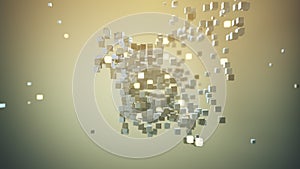 Chaotic bundle of cubes 3D rendering