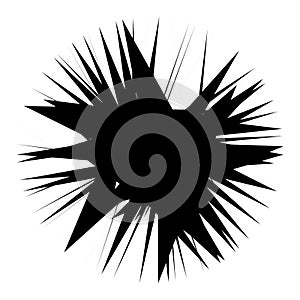 Chaotic, edgy, sharp, shrill textured geometric random radial abstract art element