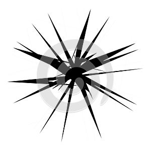 Chaotic, edgy, sharp, shrill textured geometric random radial abstract art element