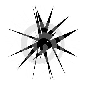 Chaotic, edgy, sharp, shrill textured geometric random radial abstract art element