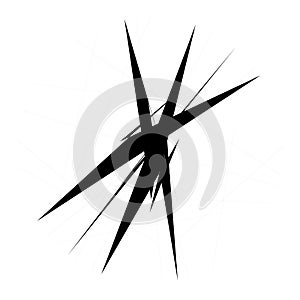 Chaotic, edgy, sharp, shrill textured geometric random radial abstract art element
