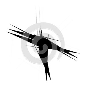 Chaotic, edgy, sharp, shrill textured geometric random radial abstract art element