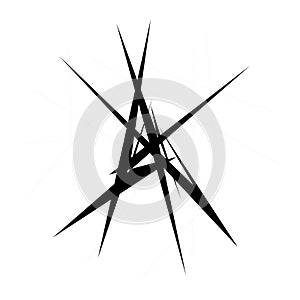 Chaotic, edgy, sharp, shrill textured geometric random radial abstract art element
