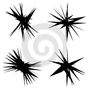 Chaotic, edgy, sharp, shrill textured geometric random radial abstract art element