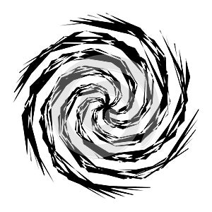 Chaotic, edgy, sharp, shrill textured geometric random radial abstract art element