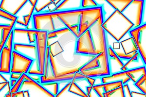 Chaotic geometric cubic pattern in multi-color on white