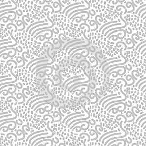 Chaotic grey strokes seamless pattern.