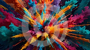 A chaotic yet harmonious explosion of colors, patterns, and shapes inspired by maximalist art photo