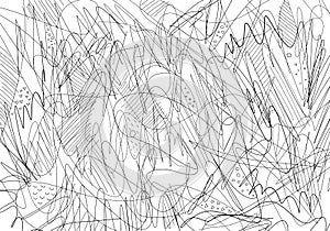 Chaotic line pattern sketch. Hatched drawing picture. Hand drawn vector. Abstract background.